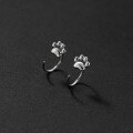 wholesale S925 silver cute cat paw print small ear hooks sweet girly heart ear stud earrings M02480-0-1