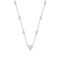 wholesale 925 Sterling Silver Heart Necklace Inlaid with Ice-Cut High-Carbon Diamond, Minimalist and Niche Aesthetic Collarbone Chain-Platinum 925 silver inlaid with 9*9 ice-cut high carbon diamonds