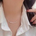 wholesale S925 Sterling Silver Geometric Irregular Snake Bone Chain Necklace for Women, Summer Fashion Minimalist Niche Luxury Collarbone Chain-0-2