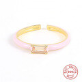 wholesale S925 Sterling Silver Square Diamond Enamel Ring,INS-0-6