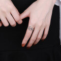 wholesale S925 Sterling Silver Retro Korean-style Geometric Irregular 3D Anchor Design Open Adjustable Ring Unisex-0-3