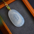 wholesale Gold-plated 925 Silver Antique Style Jasper Buckle, Ice-Type White Chalcedony Buddha Head, and Agate Pendant Necklace for Women-0-2