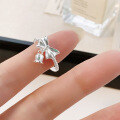 wholesale 925 Sterling Silver Sweet Bow Lily of the Valley Ring Women's Fashion Ins Runaway Princess High-End Design Statement Finger Jewelry-0-3