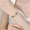 wholesale 925 Sterling Silver Lotus Bracelet With Hetian Jade Turning Beads For Women-0-3