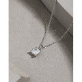wholesale S925 Sterling Silver 0151 Korean Version Ins Niche Geometric Square Micro-Inlaid Zirconia Unisex Pendant Necklace for Women-0-1