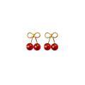 wholesale S925 silver red cherry earrings women Korean style synthetic red garnet zirconia short earrings G8885-0-4