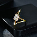 wholesale Silver-plated asymmetrical fashion women's ring with 6*8mm radiant cut 2-carat moissanite, ins hot sale-0-2