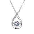 wholesale S925 Sterling Silver Cross-Border Ready-to-Ship Dainty Teardrop Necklace for Women, Versatile Luxury Advanced Moissanite Jewelry-0-0