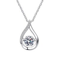 wholesale S925 Sterling Silver Cross-Border Ready-to-Ship Dainty Teardrop Necklace for Women, Versatile Luxury Advanced Moissanite Jewelry-1 carat (zircon) necklace