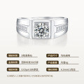 18k Gold Plated Sterling Silver Moissanite Four-Prong Micro-Set Ring-0-4