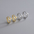 wholesale S925 silver sweet Japanese-style hollow four-point star fashionable starry earrings G9837-0-0