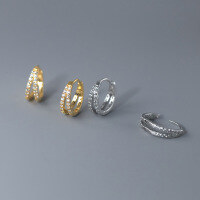 wholesale S925 silver double-layer diamond-studded ear clasps, Korean-style small and delicate minimalist personalized elegant women's ear accessories M02243-S925 silver pair silver 925 silver