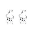 wholesale S925 Sterling Silver Korean Japanese Minimalist Style Creative and Cute Little Fish Earrings with Tassel Ear Studs for Women-0-4
