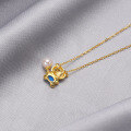 wholesale Creative and adorable S925 sterling silver pendant with pearl and shell bead bear charm, Korean-style necklace for women wholesale-0-2
