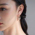 wholesale S925 sterling silver plated white gold hypoallergenic, slimming and versatile oval large earlobe earrings-0-3