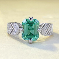 wholesale S925 Silver New ZHUO Zhifang Tourmaline Green Ring 7*9 Ins Foreign Trade Style Cross-Border Direct From Manufacturer-R911 Green Diamond No. 6