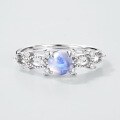 wholesale S925 sterling silver fashionable and elegant rainbow moonstone ring, versatile and niche, adjustable finger jewelry for women, wholesale-0-2
