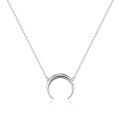 wholesale 925 Sterling Silver New Moon-shaped Zircon Pendant Necklace, Ins-style High-end Silver Sweater Chain for Women-0-7