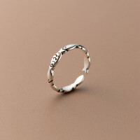 wholesale S925 Sterling Silver Retro Minimalist Thai Silver Koi Fish Ring Adjustable Simple Elegant Jewelry J9901-S925 silver one piece Adjustable opening