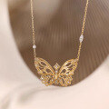 wholesale S925 Sterling Silver Red Elk Full-body Necklace, New Style Trendy Slimming Exquisite Butterfly Collarbone Chain, High-end Luxury Accessory-0-0