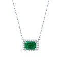 wholesale S925 silver plated white gold retro boho cultivated emerald pendant elegant collarbone chain gift-0-4