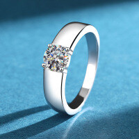 S925 Sterling Silver Moissanite Ring, 1 Carat Proposal, White Gold Plated, Men's 0.5 Carat.-50 points [Zircon]  HK number 19#