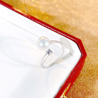 wholesale S925 sterling silver freshwater pearl open ring for women, minimalist and niche design with a touch of luxury-JZ015846>Opening adjustable