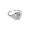 wholesale S925 Sterling Silver 650 Korean Version Ins Small and Unique Design Minimalist Versatile Geometric Ellipse Rose Open Adjustable Ring for Women-0-3
