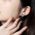 wholesale 925 Sterling Silver Asymmetric Butterfly Earrings Fashion New Korean Style with Malachite Inlay for Drop Shipping-0-1