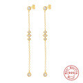 wholesale S925 Sterling Silver Tassel Chain INS Diamond Inlaid Earrings for Daily Office Wear-0-5