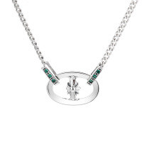 wholesale S925 Sterling Silver Vintage Green Zircon Cross Pendant Necklace Creative Personalized Totem Fashion Necklace for Women-321L/approximately 10.2g 925 silver