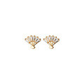 wholesale S925 Sterling Silver Korean-style Small Fresh Diamond-inlaid Fan-shaped Stud Earrings, Petite and Cute Geometric Earrings G8008-0-4