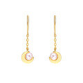 wholesale S925 Silver AHKA* 20 New Moon Pearl Crescent Dangling Tassel Earrings, Fashionable OL Minimalist Hypoallergenic-0-4
