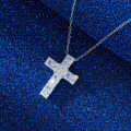 wholesale S925 Sterling Silver Jewelry, Luxury-Grade Ultra-Sparkling Zircon Cross Necklace, Unisex-0-2