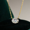 14K Gold Plated 925 Silver Moissanite Oval Egg Pendant Necklace for Women Cross-border Supply-0-0