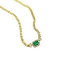 wholesale 925 Silver Adjustable Zhuzhifan Jewelry Simulated Emerald 1 Carat Pendant Simple Necklace 40+3cm-0-4