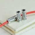 wholesale Silver Vintage Fish Tube Sleeve Small Fish Bent Tube DIY Jewelry Red Cord Bracelet Braided Hand Rope Accessories-0-0