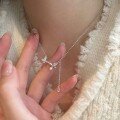 wholesale S925 Sterling Silver Butterfly Tassel Necklace for Women, Inlaid with Unique Design, Fresh and Minimalist Style, Elegant Collarbone Chain-0-2
