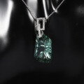 wholesale S925 Silver Colorful Green Amethyst Necklace Pendant Fashionable Luxurious High-End Irregular Gemstone Drop-0-1