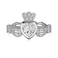 wholesale S925 Sterling Silver Cross-Border Hit Women's Ring with Holding Heart Crown Design, Small Niche Light Luxury Ins Style Closed Ring-0-4