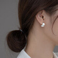 wholesale S925 Sterling Silver Frosted Arc Earrings Minimalist Brushed C-Shaped Semi-Circle Earrings M02547-0-2