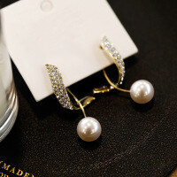 wholesale 925 Sterling Silver Vintage Pearl Earrings for Women, Autumn and Winter Minimalist Design Ear Drops, New Arrival-Copper plated with gold