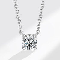 wholesale 925 Sterling Silver Single Cz Pendant Necklace For Women-Platinum【6MM】 925 silver