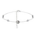 wholesale S925 Sterling Silver Double Four-Leaf Clover Ankle Bracelet Necklace Collarbone Chain for Women with Natural Freshwater Shell-0-32