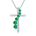 S925 Silver Cross Pendant with Pink Diamond and Sapphire Wholesale-0-19