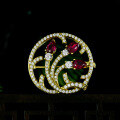 wholesale S925 Silver 5*7mm Waterdrop 1-Carat Round Flower Bud Brooch Minimalist and Elegant Ruby Brooch for Women-0-1
