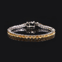 wholesale S925 Sterling Silver Cross-Border New White Topaz Tennis Chain 3/4/5/6mm with Natural Citrine Gemstone Bracelet-4mm natural citrine bracelet 7 inches (approximately 17.7cm)