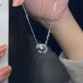 wholesale Metal material heart cross double ring necklace,-0-0