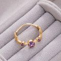 wholesale S925 silver plated with 14K gold, fashion commuter, niche, minimalist geometric oval amethyst ring-0-1