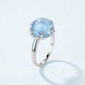 wholesale S925 Sterling Silver Fashion Minimalist Natural Sky Blue Topaz Ring, Forest-Inspired Exquisite Women's Light Luxury Hand Accessory-0-1